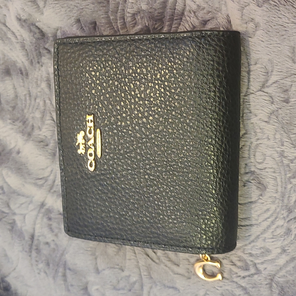Black Leather Coach Snap Wallet